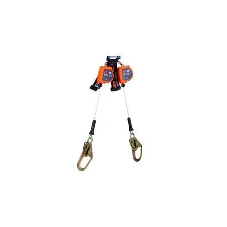 DBI-SALA® Twin Leg Personal Self Retracting Lifeline, 7 1/4 ft Length, Rebar Hook, Steel MPN:3500278