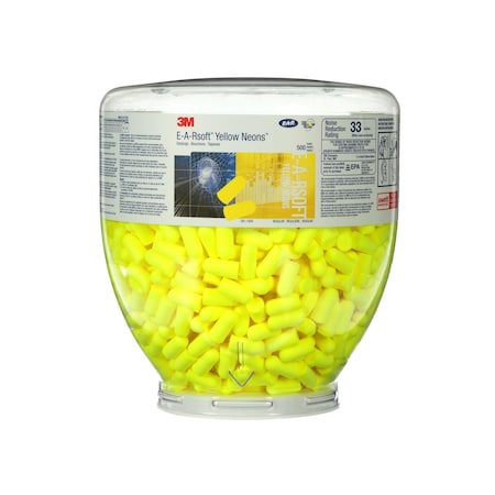 E-A-Rsoft Uncorded Ear Plug Dispenser Refill, Yellow Neons, Bullet Shape, NRR 30 dB, 500 Pairs MPN:391-1004