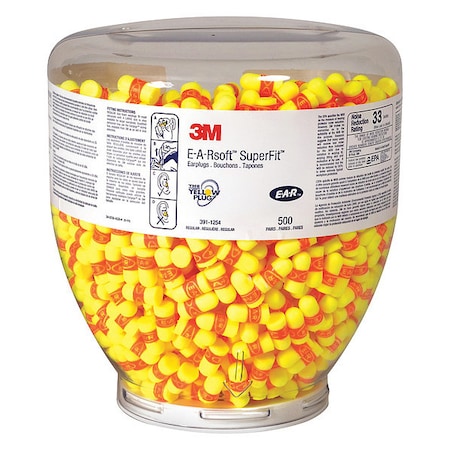 E-A-Rsoft SuperFit / One Touch Disposable Foam, Ear Plug Dispenser Refill, Bullet Shape, 33 dB MPN:391-1254