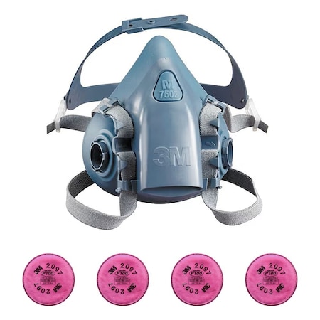 Half Mask Respirator Kit: 4 Cartridges Included, 7500 Series, Nuisance Organic Vapor, P100, Size S MPN:3PB39-4JG29