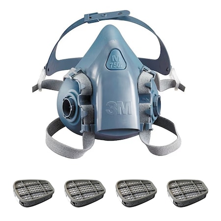 Half Mask Respirator Kit: 4 Cartridges Included, 7500 Series, Organic Vapor (OV), Bayonet, Size M MPN:3PB40-6AM37