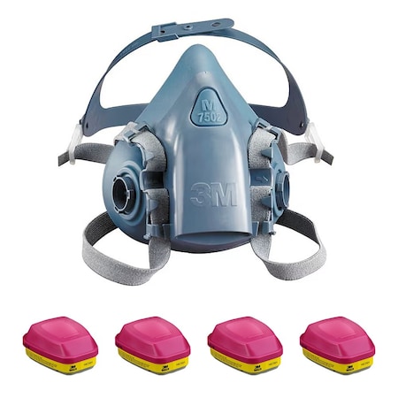 Half Mask Respirator Kit: 4 Combo Cartridges Included, Storage Bag, Acid Gas/Organic Vapor, Size L MPN:3PB41-3WZC1