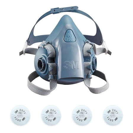 Half Mask Respirator Kit: 4 Cartridges Included, 7500 Series, P95 Filter, Storage Bag, Size L MPN:3PB41-4MH55