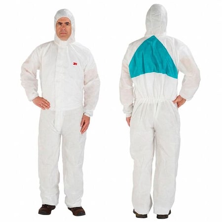 Hooded Disposable Coveralls, 2XL, White, SMMMS MPN:4520-XXL