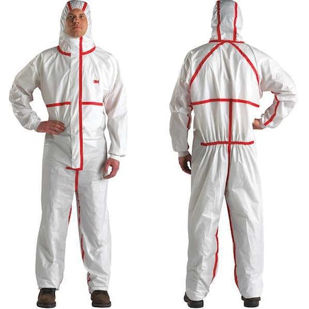 Hooded Coverall, White/Red, Sealed, L, PK25 MPN:4565-BLK-L