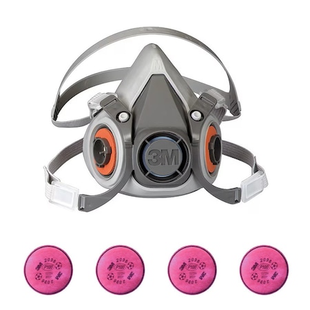 Half Mask Respirator Kit: Includes 4 Filters, Nuisance Acid Gas/P100, Magenta, 6000 Series, Size M MPN:6AD97-4JG28