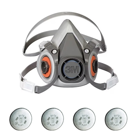 Half Mask Respirator Kit: Includes 4 Filters, Nuisance Acid Gas/Nuisance Organic Vapor/P95, Blue, M MPN:6AD97-4MH56