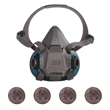 Half Mask Respirator Kit: Includes 4 Filters, Nuisance Organic Vapor/P100, 6000 Series, Size M MPN:6AD97-5WYZ6