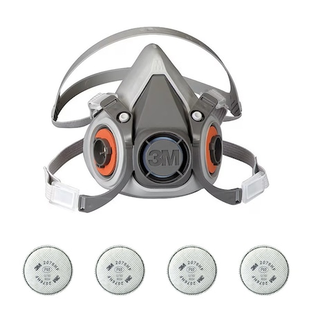 Half Mask Respirator Kit: Includes 4 Filters, Hydrogen Fluoride/Nuisance Acid Gas/P95, Olive, Size L MPN:6AP71-4AVH9