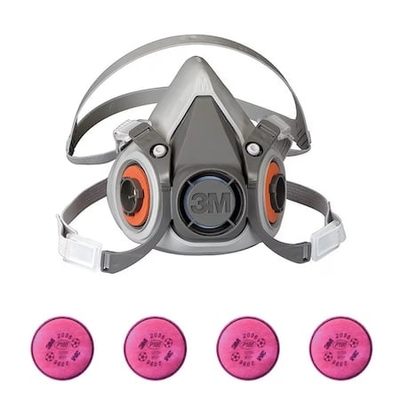 Half Mask Respirator Kit: Includes 4 Filters, Nuisance Acid Gas/P100, Magenta, 6000 Series, Size L MPN:6AP71-4JG28