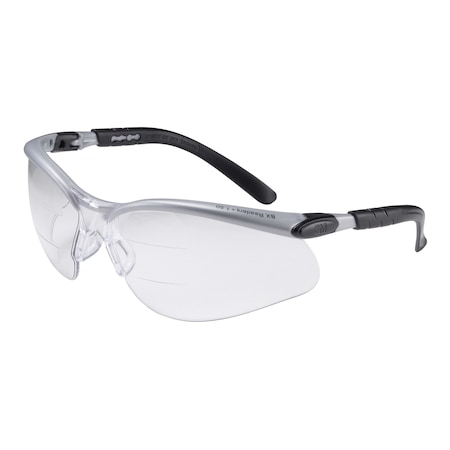 Reader Safety Glasses, Silver and Black Half-frame Frame, Clear Lens MPN:7000127661