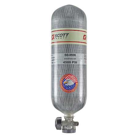 SCBA Cylinder, 4500 psi, 60 min., Filled, Color: Gray MPN:804723-35