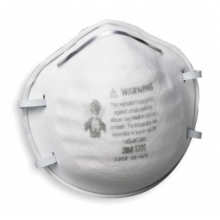 N95 Disposable Respirator, 8200, Dual Headstrap, Polyisoprene Strap, Nose Clip, White, PK20 MPN:8200