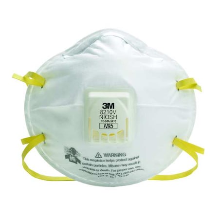 N95 Disposable Respirator, 8210V, Cool Flow Exhalation Valve, Dual Headstrap, White, PK10 MPN:8210V