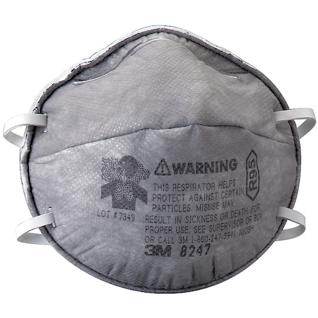 Particulate Respirator, R95, Nuisance Organic Vapor, Molded, Non-Adj. Straps, Nose Clip, M, PK20 MPN:8247