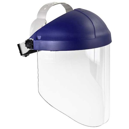 Ratchet Headgear with Clear Polycarbonate Faceshield, Uncoated, 9 in Visor Height, Blue MPN:82783
