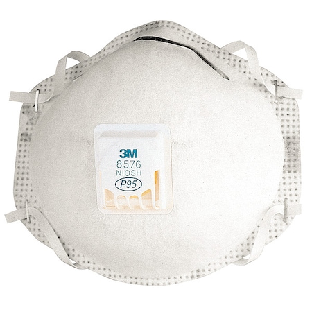 Particulate Respirator, P95, Nuisance Acid Gas, Cool Flow Valve, Molded, Metal Nose Clip, M, PK10 MPN:8576