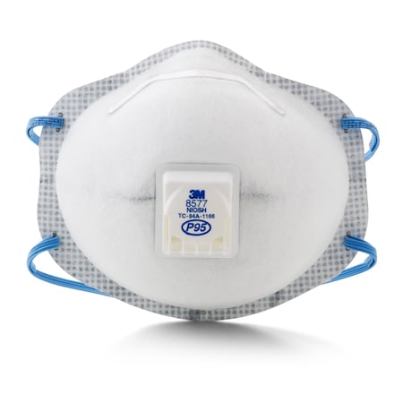 Particulate Respirator, P95, Organic Vapor, Cool Flow Valve, Molded, Metal Nose Clip, Size M, PK10 MPN:8577