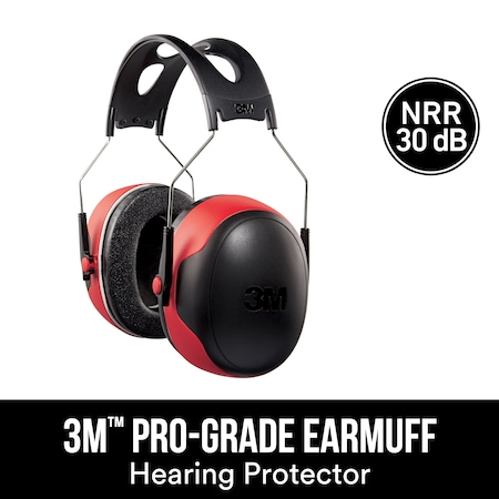 Pro-Grade Over-the-Head Ear Muffs, 30 dB NRR, Red MPN:90565-4DC-PS