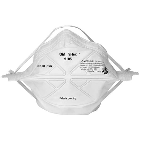 Particulate Respirator, N95, VFlex, Flat-Fold, Non-Adj. Straps, Metal Nose Clip, Universal, PK50 MPN:9105