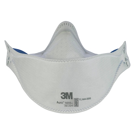 Particulate Respirator, N95, Aura, Flat-Fold, Low-Profile, 3-Panel, Nose Clip, Universal, PK440 MPN:9205+B