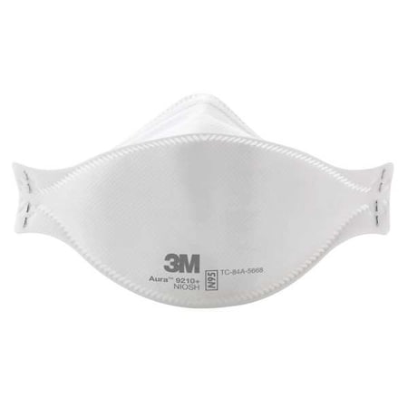 Particulate Respirator, N95, Aura, Flat-Fold, Dual Straps, Nose Foam, Metal Nose Clip, M, PK 20 MPN:9210+