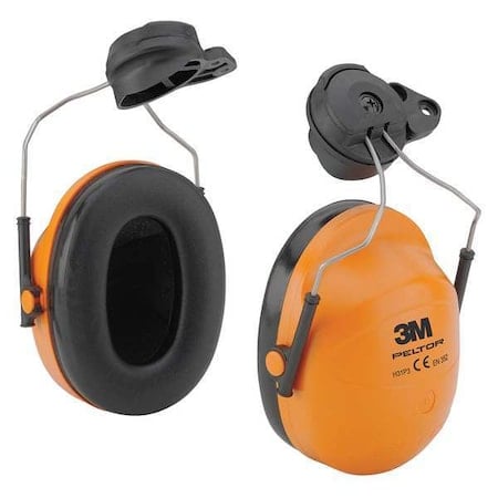 Peltor Hi-Viz Hard Hat Mounted Ear Muffs, 23 dB NRR, Black/Orange MPN:H31P3E