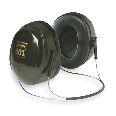 Peltor Optime 101 Behind-the-Neck Ear Muffs, 26 dB NRR, Passive, General Purpose, Black/Green MPN:H7B