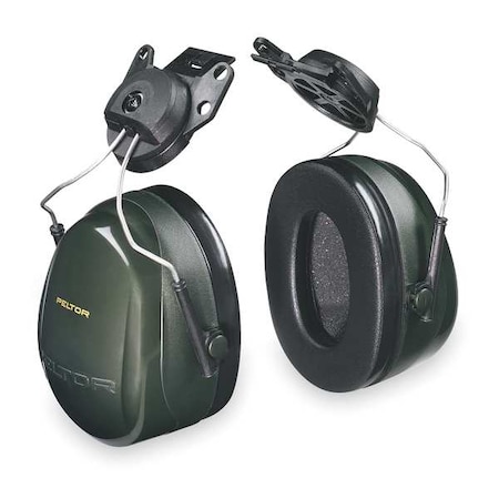 Peltor Optime 101 Hard Hat-Mounted Earmuffs, Passive Protection, NRR 24 dB, Foam, Black/Green MPN:H7P3E