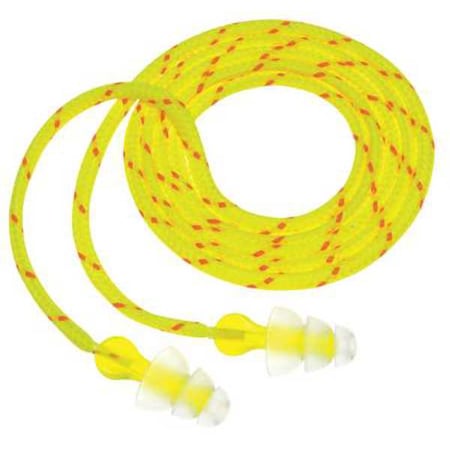 Tri-Flange Reusable Elastomeric Polymer Ear Plugs, Flanged Shape, 26 dB, Clear, 100 PK MPN:P3001
