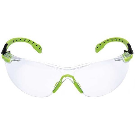 Safety Glasses, Solus 1000 Series, Scotchgard Anti-Fog Coating, Black/Green Frame, Clear Lens MPN:S1201SGAF