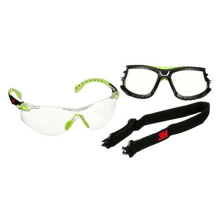 Solus 1000 TPE, Safety Glasses, Scotchgard Anti-Fog & Anti-Scratch, Clear Lens, Green/Black Frame MPN:S1201SGAF-TKT