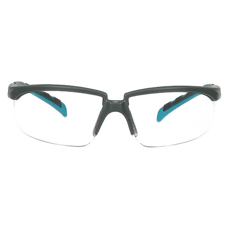 Solus 2000 Safety Glasses, Anti-Fog/Scratch, Half-Frame, Gray/Teal Temple, Clear Lens MPN:S2001SGAF-BGR
