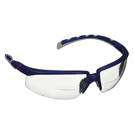 3M™ Solus™ 2000, Reader Safety Glasses, Anti-Fog, Clear Lens, Half-Frame, Wraparound MPN:S2020AF-BLU
