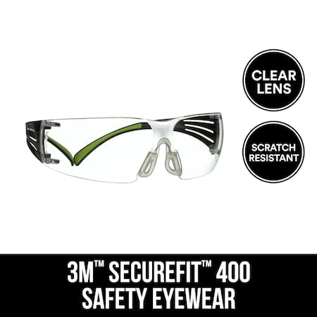 SecureFit 400, Safety Glasses, Anti-fog, Clear Lens, Black Frame, Frameless, 6 PK MPN:SF400C-WV-6-PS