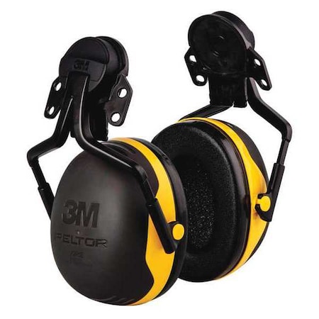Peltor X2 Hard Hat-Mounted Earmuffs, Passive Protection, NRR 24 dB, Foam, Black/Yellow MPN:X2P5E