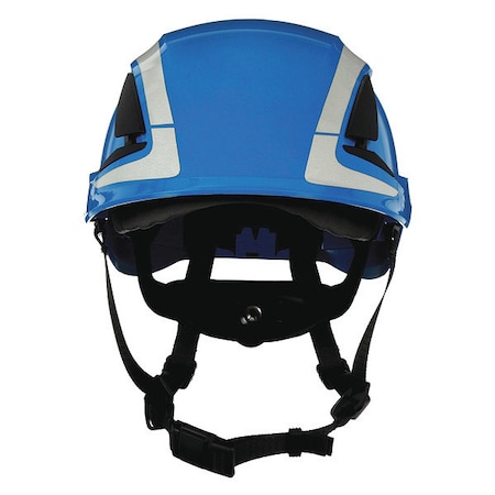 SecureFit Safety Helmet, Front Brim, Type 1, Class C, Reflective, Vented, Ractchet (6-point), Blue MPN:X5003VX-ANSI