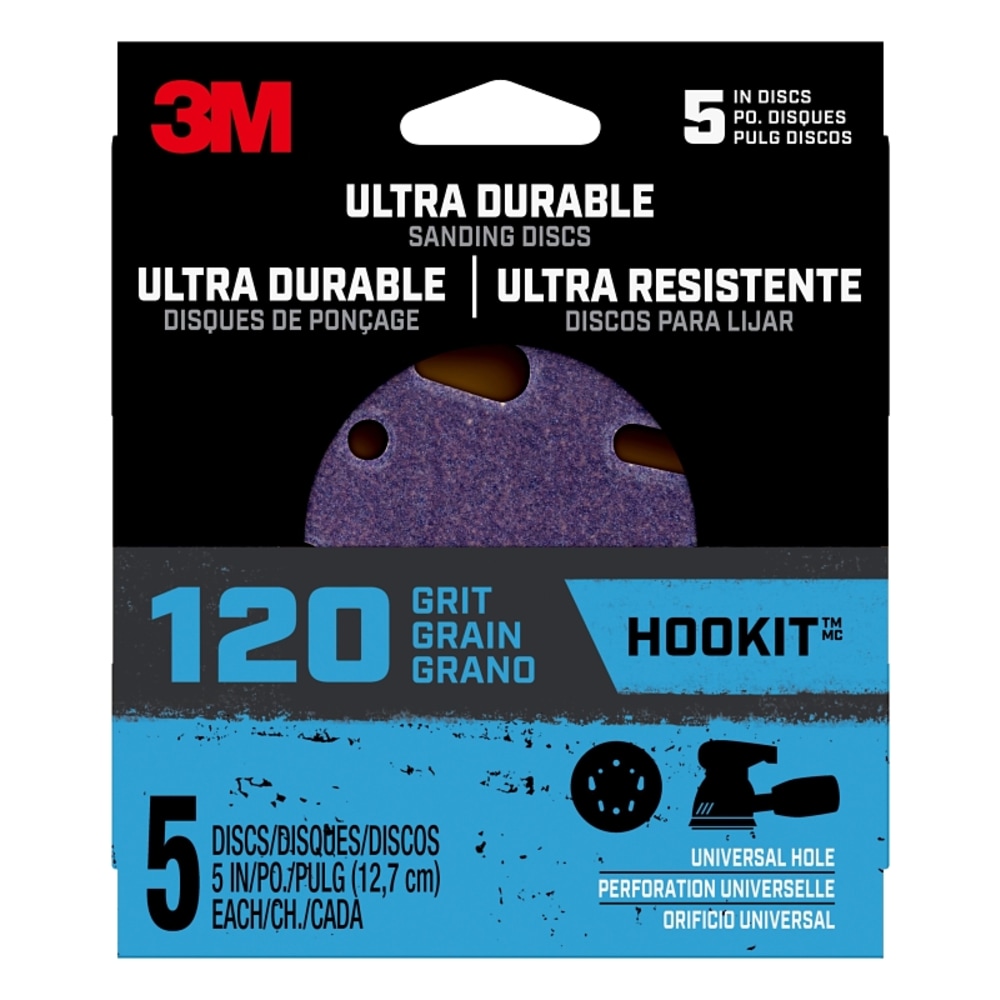 3M Clean And Sanding Discs, 120 Grit, 5in, Purple, Pack Of 5 Discs MPN:27310
