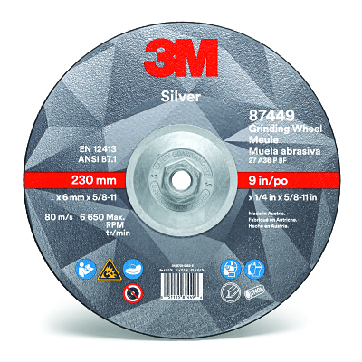 3M Silver Depcntr Grnd Whl T27 Qchng 9X1/4 X 5/8 MPN:7010409732