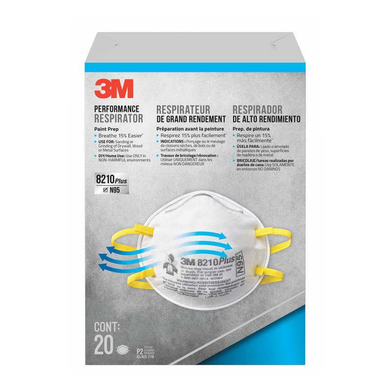3M Performance Disposable Paint Prep Respirator N95, White, Pack Of 20 MPN:8210PP20-DC