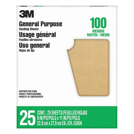 Sandpaper Sheet, 100 Grit, 9