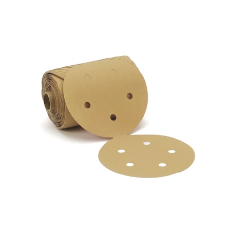 Gold Paper Disc Roll, 5 in Dia, Aluminum Oxide, P320 Grit MPN:216U 705