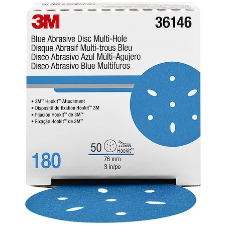 Hook-and-Loop Sanding Disc, Ceramic, 180 Grit, Coated Type, 321U MPN:36146