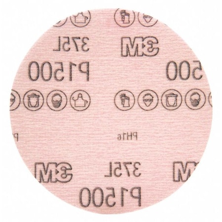 Hookit Flm Dsc 375L, 5 x NH, P1500, PK250, Aluminum Oxide, P400 Grit, Open Coat Type MPN:375L