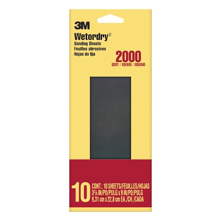 Sandpaper Sheet, 2000 Grit, 3 11/16