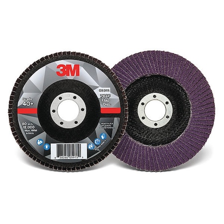 Flap Disc, 5 in Dia, 7/8 in Arbor, 40 Grit MPN:60440351488