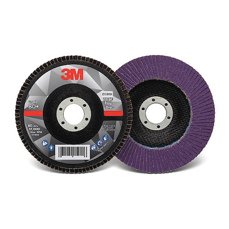 Flap Disc, 5 in Dia, 7/8 in Arbor, 80 Grit MPN:60440351520