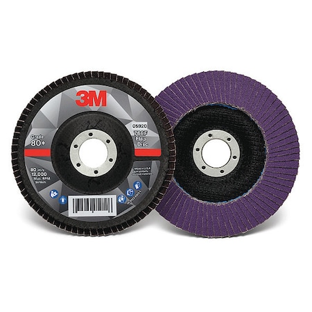 Flap Disc, 5 in Dia, 7/8 in Arbor, 80 Grit MPN:60440351538
