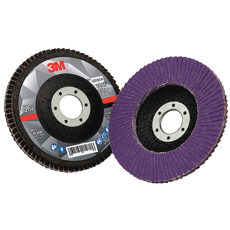 Flap Disc, 4 1/2 in Dia, 7/8 in Arbor MPN:60440351579