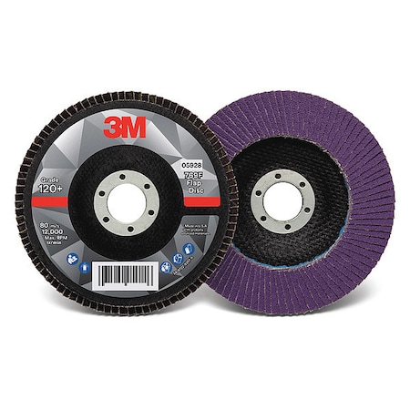 Flap Disc, 5 in Dia, 5/8 in Arbor, 120 Grit MPN:60440351611
